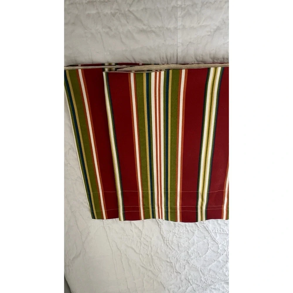 Colorful Striped Valances Red Lined Custom Made Set Of 2 Summer Rainbow Stripes